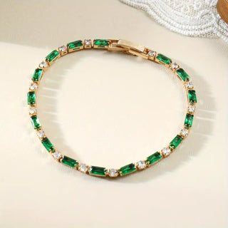 Gold Emerald Alternating Tennis Bracelet