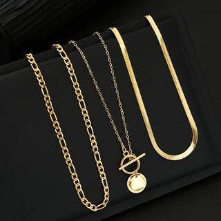 Savira Textured Coin Layered Necklace | Gold