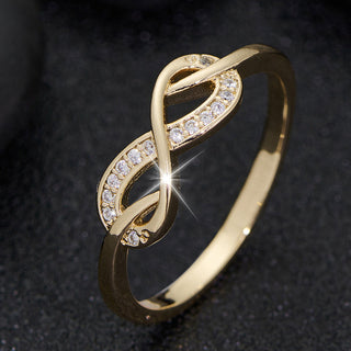 Lysette Crystal Infinity Ring | Gold