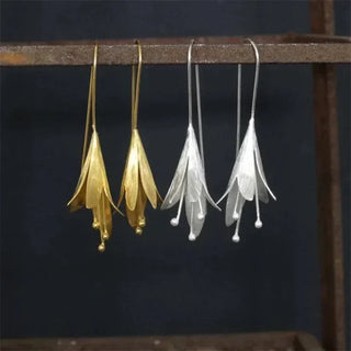 Vintage Gold &amp; Silver Lotus Earrings