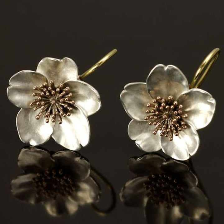 Vintage Silver &amp; Gold Blossom Earrings