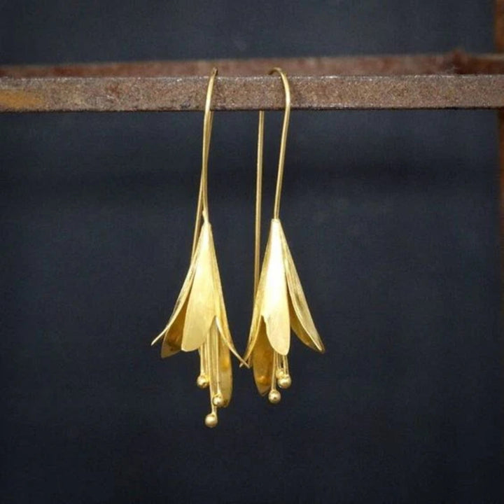 Vintage Gold &amp; Silver Lotus Earrings