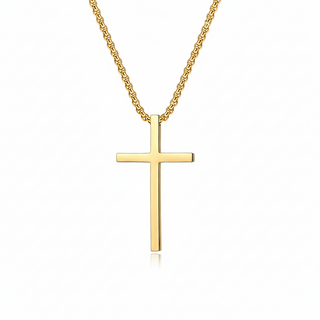 Bezel Cross Necklace | Gold