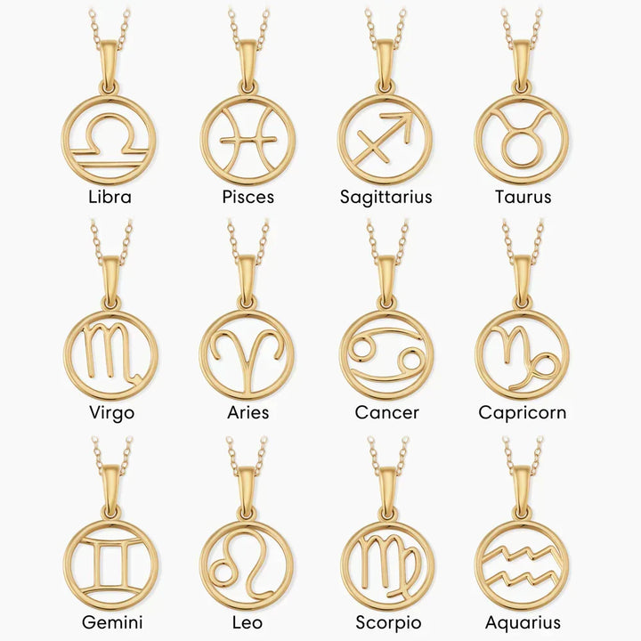 Zodiac sign necklace | Gold