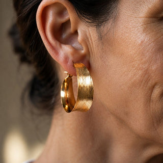 Vintage Golden Hollow Hoop Earrings