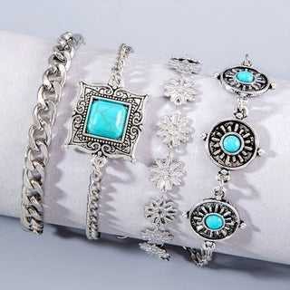 Sky Stone Layered Gold Bracelet Set