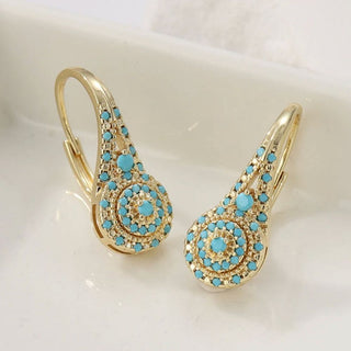 Valenne Turquoise Cluster Gold Earrings