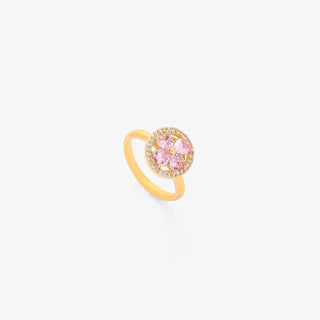Pink Heart Bloom Spinning Ring | Gold