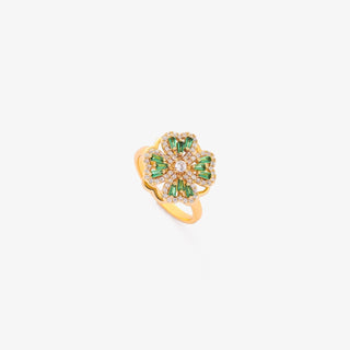 Emerald Clover Spinning Ring | Gold