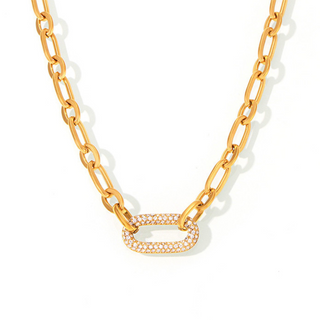 Paved Chunky Chain Link Jewelry Set | Gold