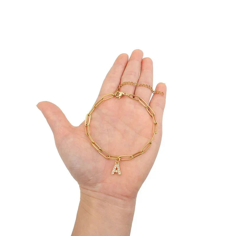 Minimalist Letter Charm Bracelet | Gold