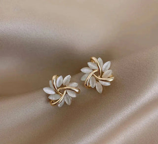 Elegant Opal Circle Bloom Earrings