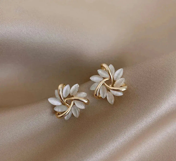 Elegant Opal Circle Bloom Earrings