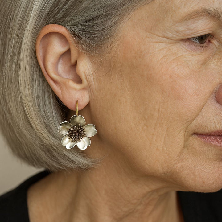 Vintage Silver &amp; Gold Blossom Earrings