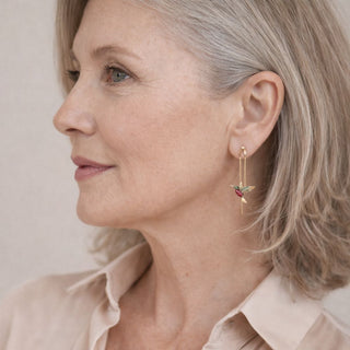 Hummingbird Earrings with Zirconia